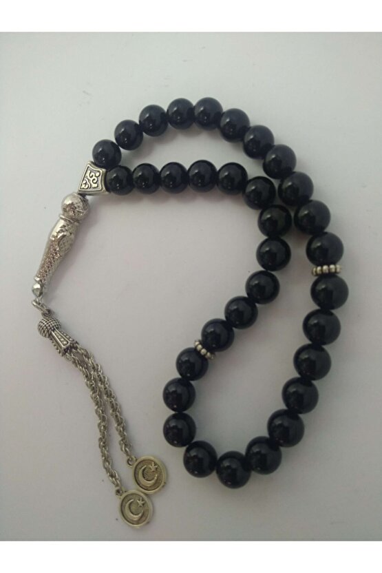 Siyah Akik Taşı (stres Taşı) Tespih  Doğaltaş Tespih