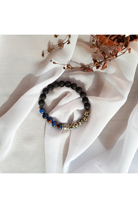 Murano Kuvars Dalmaçyalı Jasper Lav Taşı Doğal Taş Bileklik