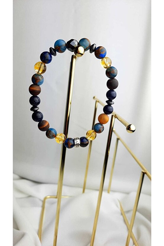 Murano Kuvars Sitrin Yıldız Taşı Hematit Kaplan Gözü Adrastos Model Doğal Taş Bileklik