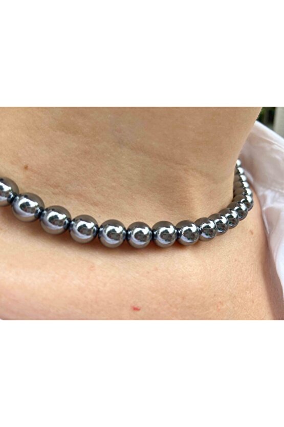 Terahertz Taşı Doğaltaş Kolye 8 Mm