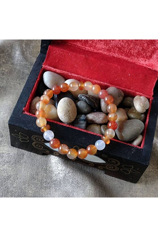 Yaratıcılık • Ilham • Tutku Için Bileklik (17 Cm Boy) - Doğal Carnelian Taşı