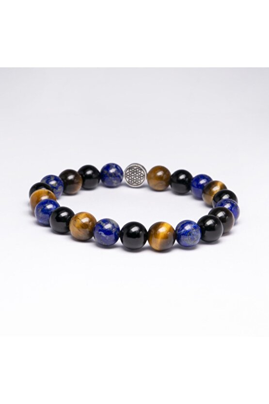 Lapis Lazuli Oniks Kaplan Gözü Doğal Taş Bileklik Şans Başarı Cesaret Taşı
