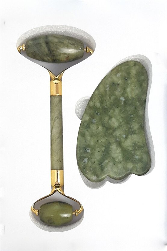 Yeşim Taşı Özel Kutulu Çift Taraflı Doğal Taş Masaj Aleti Roller