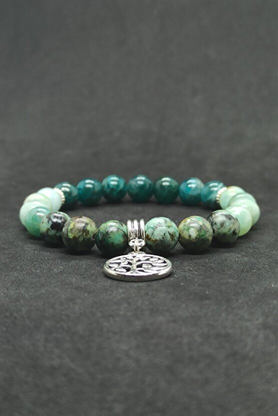 Afrika Turkuazı Amazonit Apatit Doğal Taş Kadın Bileklik