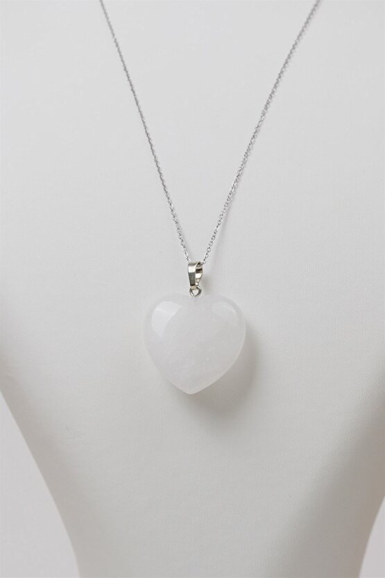 Büyük Kristal Kuvars Kalp Doğal Taş Kolye Helsinki