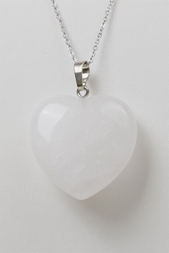 Büyük Kristal Kuvars Kalp Doğal Taş Kolye Helsinki