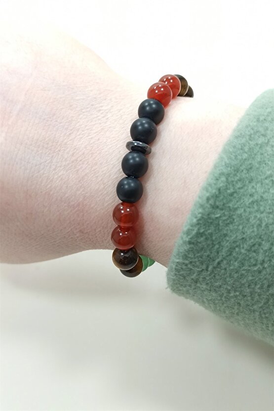 Şans Bilekliği Oniks Akik Kaplangözü Aventurin Doğal Taş Bileklik Helsinki