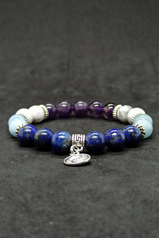 Lapis Lazuli Ve Havlit Karma Doğal Taş Kadın Bileklik Helsinki