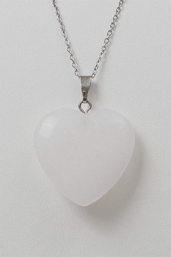 Kristal Kuvars Kalp Doğal Taş Kolye Helsinki