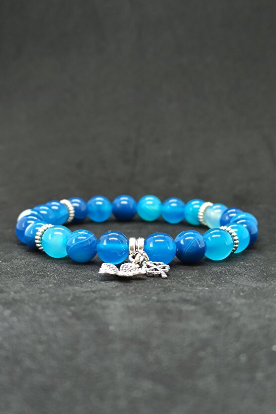 Mavi Akik Doğal Taş Kadın Bileklik Moskova