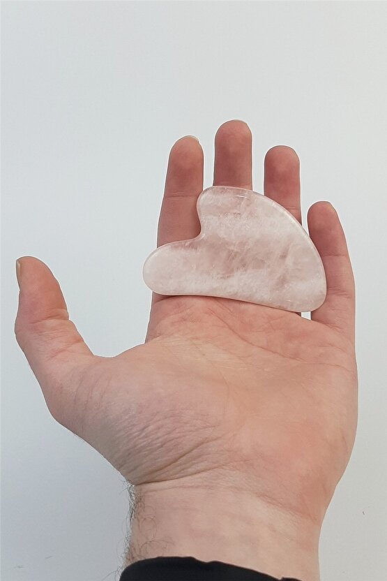 Pembe Kuvars Kalp Kesim Gua Sha Doğal Taş Yüz Masaj Taşı Moskova