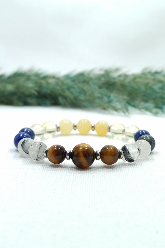 Kaplan Gözü Rutil Kuvars Doğal Taş Kadın Bileklik Nursabi