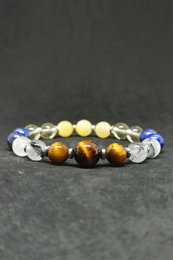 Kaplan Gözü Rutil Kuvars Doğal Taş Kadın Bileklik Nursabi