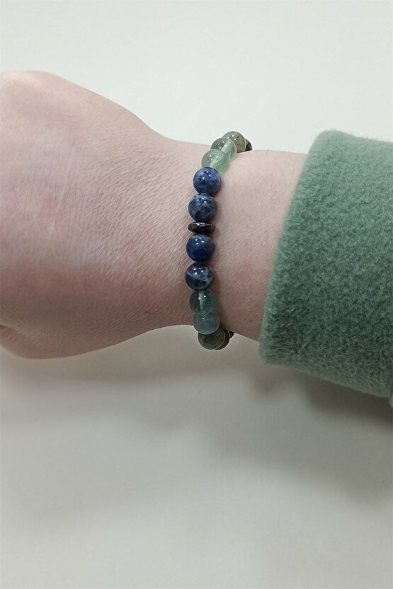 Öğrenci Bilekliği Sodalit Florit Labradorit Hematit Kaplangözü Doğal Taş Bileklik Rio