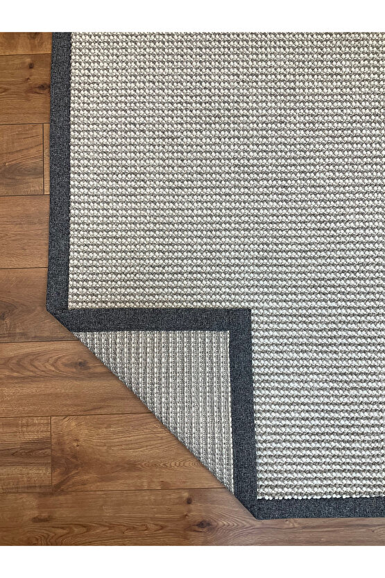Kumaş Bordür Gri Bukle Gri Bordür Halı Salon Koridor Mutfak Halısı Kilim S268