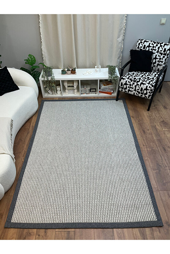 Kumaş Bordür Gri Bukle Gri Bordür Halı Salon Koridor Mutfak Halısı Kilim S268