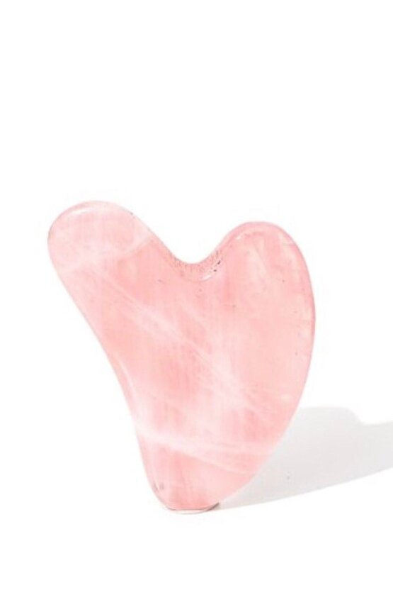 Pembe Kuvars Kalp Taşı Gua Sha Yüz Yogası Taşı