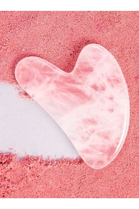 Pembe Kuvars Kalp Taşı Gua Sha Yüz Yogası Taşı