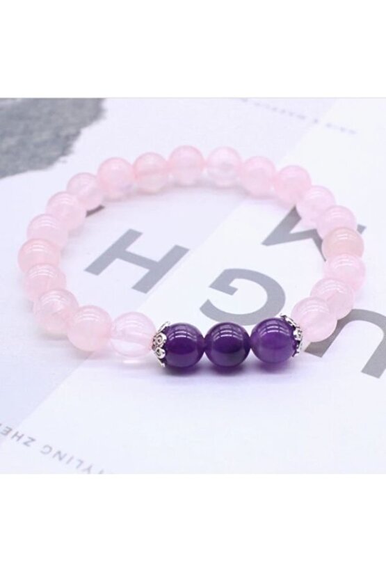 Ametis & Pembe Kuvars Bileklik