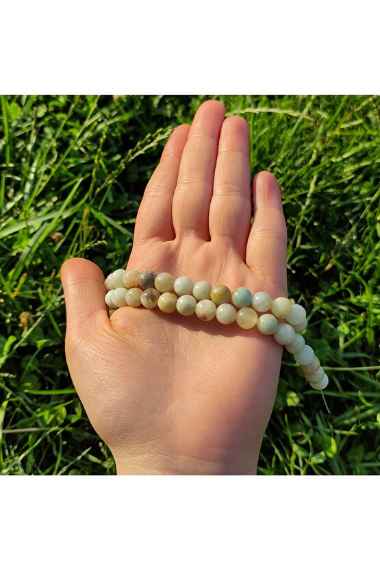 Amazonit B Kalite Doğal Taş Dizisi (8mm) (sertifikalı)