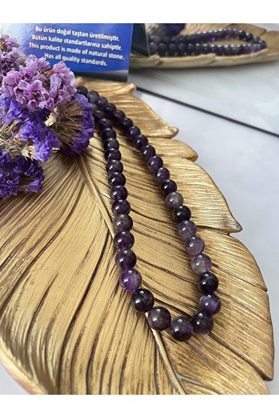 Ametist Doğal Taş Dizi (8 Mm) (sertifikalı)