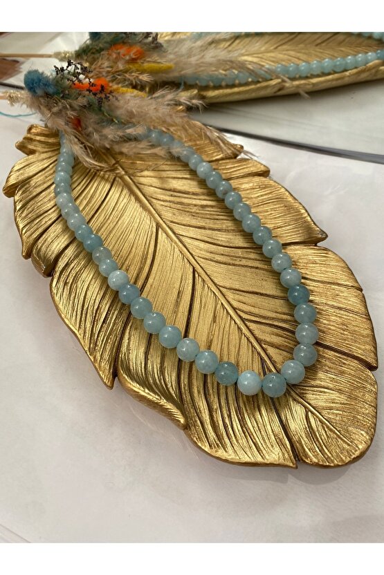 Akuamarin Doğal Taş Dizi (8 Mm) (sertifikalı)