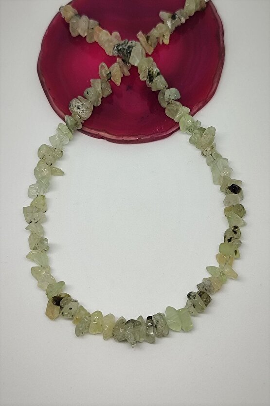 Sertifikalı Prinayt Prehnit Kırıktaş Doğaltaş Kolye