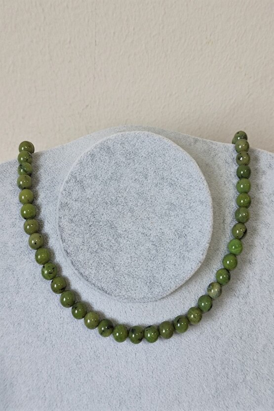 Sertifikalı 8 Mm Kanada Yeşim Doğaltaş Kolye