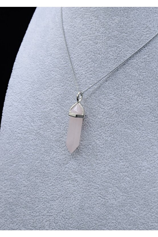 Pembe Kuvars (pınk Quartz) Doğal Taş Kolye