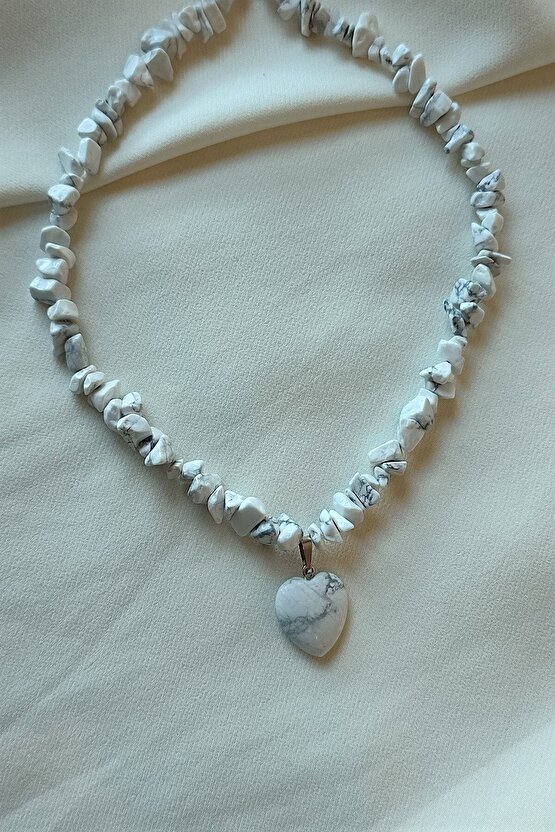 Sertifikalı Havlit Kalp Kırıktaş Doğaltaş Kolye