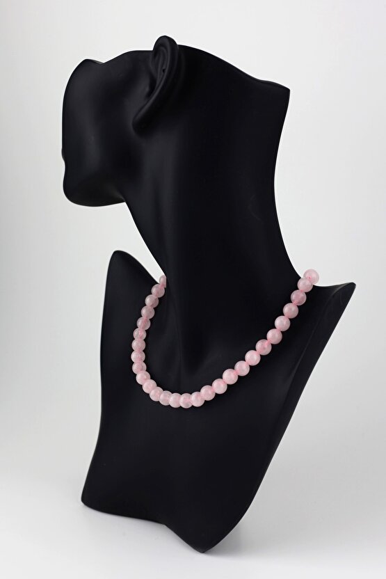Pembe Kuvars Taşı Doğal Taşlı Kolye 8mm Aaa Kalite