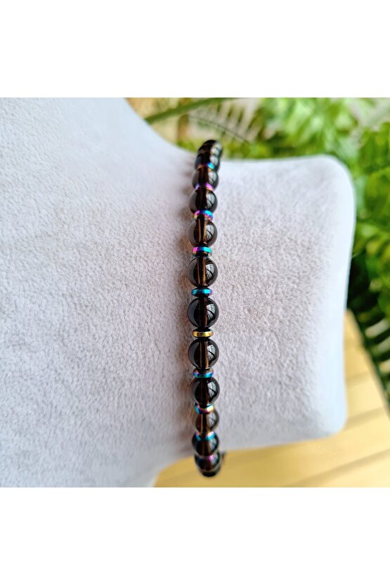 Zirve Kalite Dumanlı Kuvars Kristali Doğal Taş Bileklik -1- (EL YAPIMI TASARIM ÜRÜNLER)