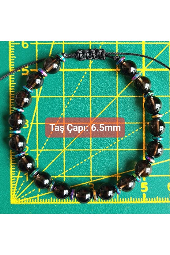 Zirve Kalite Dumanlı Kuvars Kristali Doğal Taş Bileklik -1- (EL YAPIMI TASARIM ÜRÜNLER)