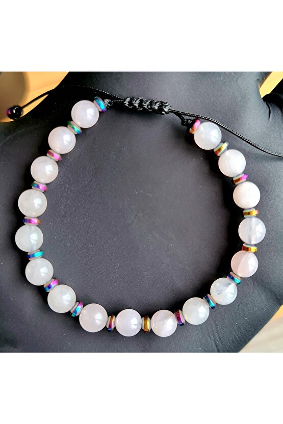 Pembe Kuvars Kristali Doğal Taş Bileklik (EL YAPIMI TASARIM ÜRÜNLER)