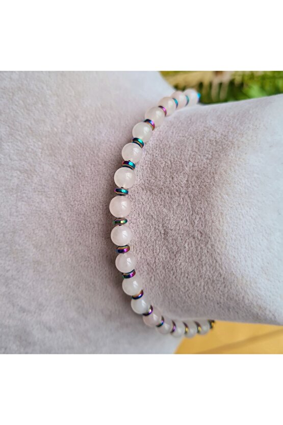 Pembe Kuvars Kristali Doğal Taş Bileklik (EL YAPIMI TASARIM ÜRÜNLER)