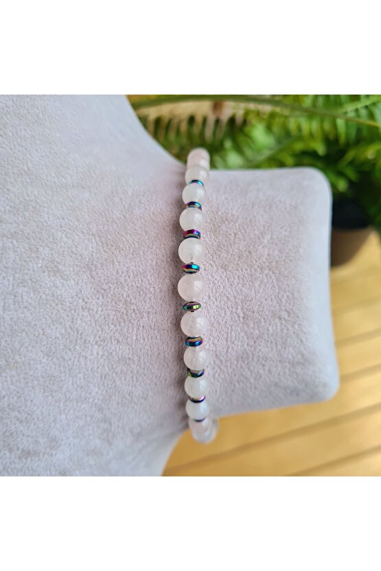 Pembe Kuvars Kristali Doğal Taş Bileklik (EL YAPIMI TASARIM ÜRÜNLER)