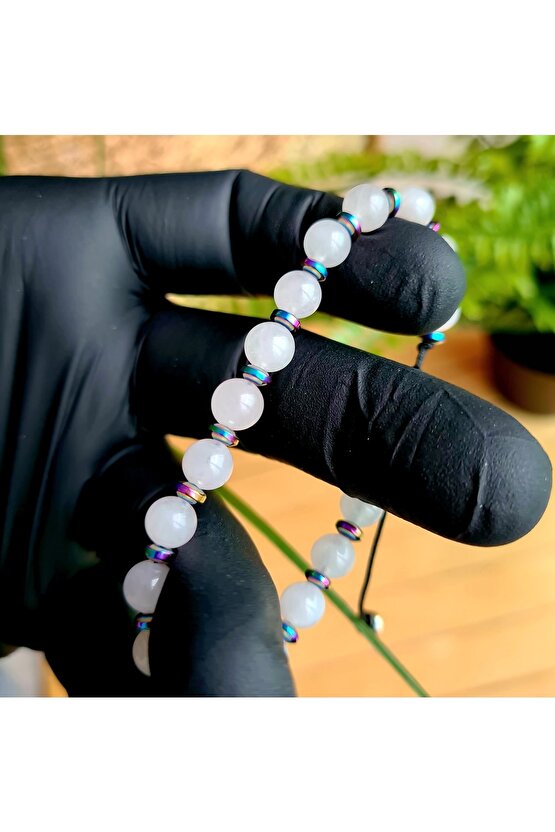 Pembe Kuvars Kristali Doğal Taş Bileklik (EL YAPIMI TASARIM ÜRÜNLER)