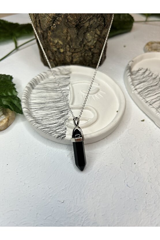 Obsidyen Taşı Çivi Kolye