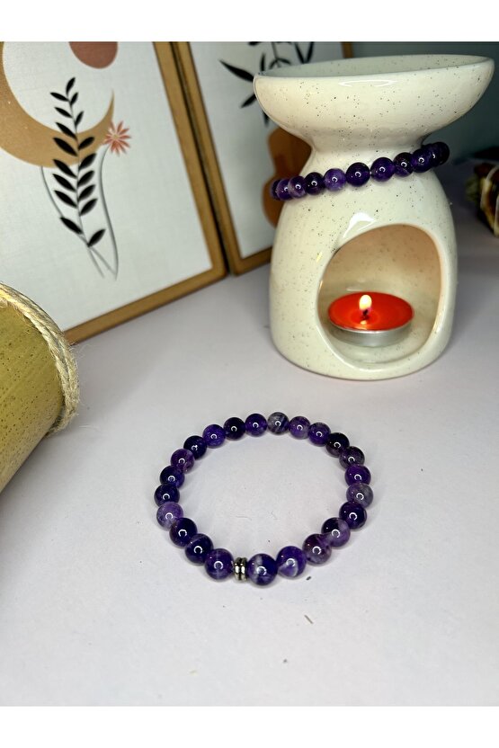 Ametist Taşı Bileklik-%100 Orijinal Ve Sertifikalı