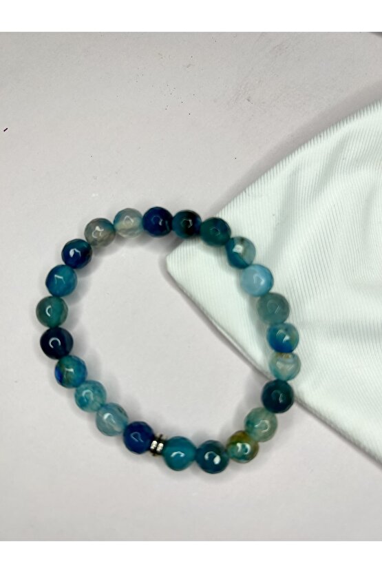 Mavi Akik Doğal Taş Bileklik-%100 Orijinal Ve Sertifikalı