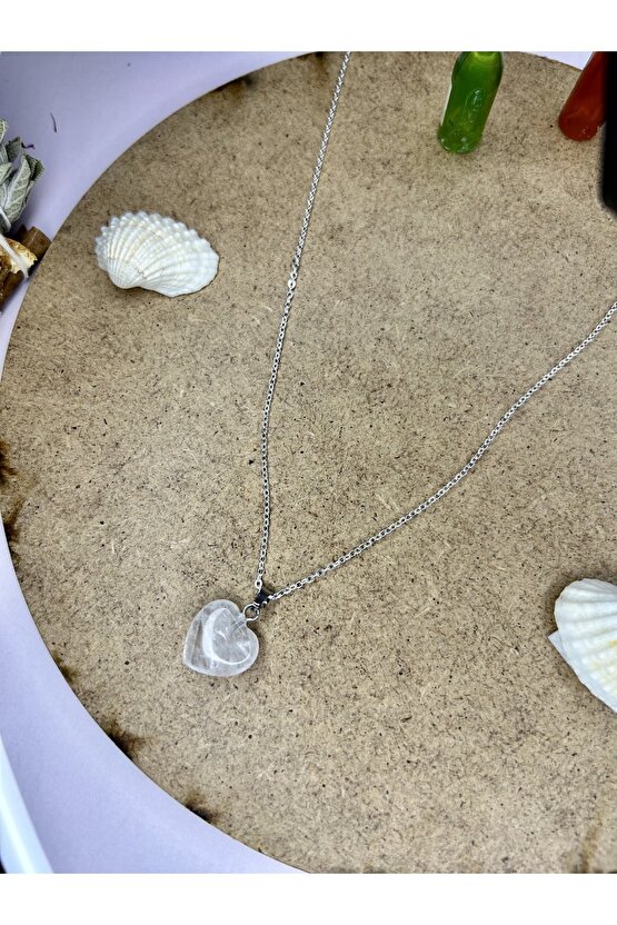 Kristal Kuvars Kalpli Doğal Taş Kolye-%100 Orijinal