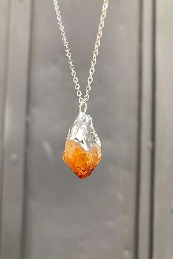 Sitrin Taşı Işlenmemiş Ham Doğal Taş Kolye