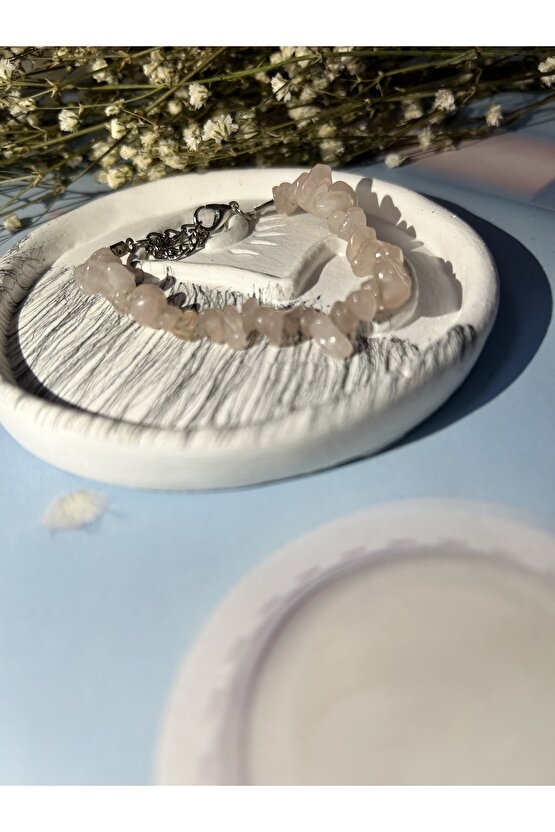 Doğal Pembe Kuvars Kırık Taş Bileklik - Doğanın Renkli Işıltısı-%100 Orijinal