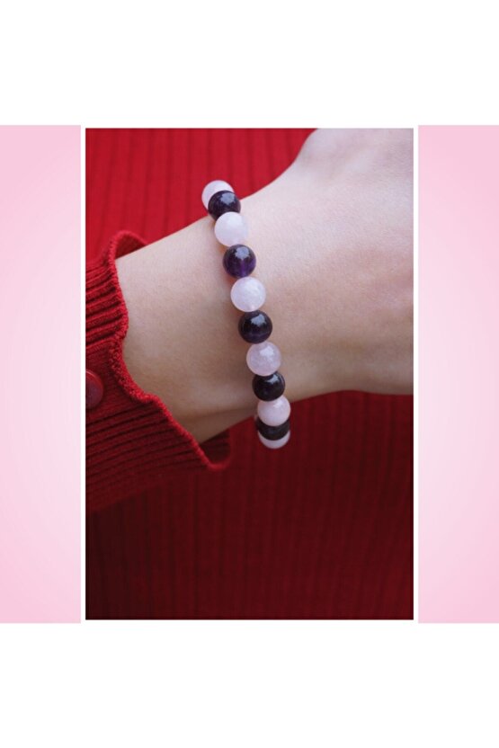 Ametist&pembe Kuvars Bileklik