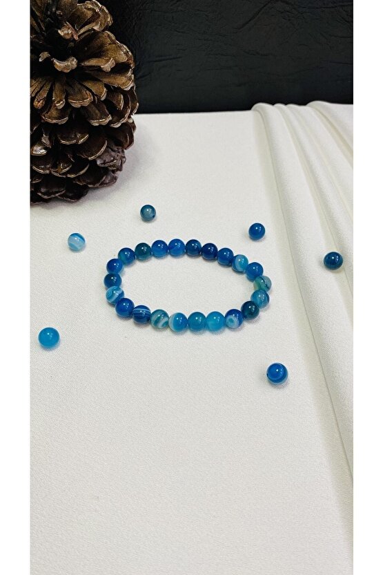 Orjinal Mavi Akik Taşı Bileklik