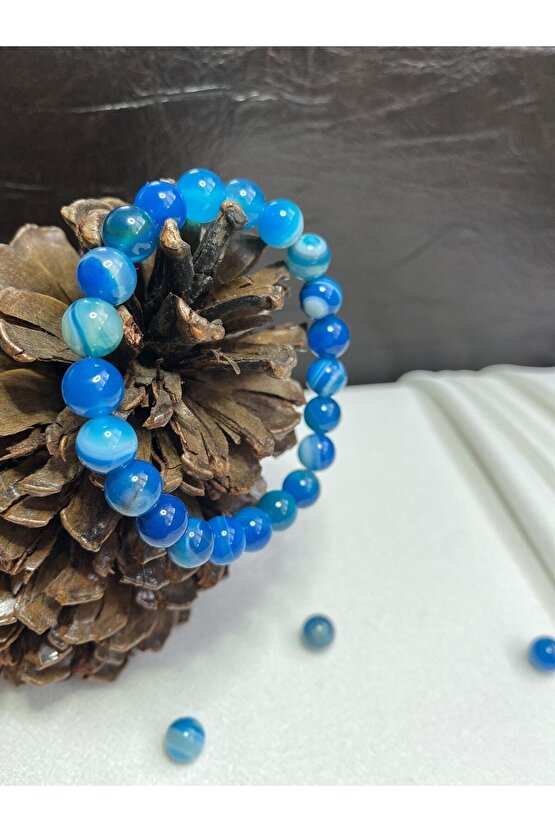 Orjinal Mavi Akik Taşı Bileklik