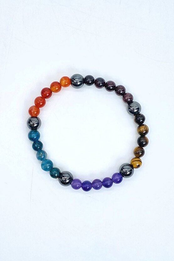 Apatit, Ametist, Kaplan Gözü, Lal Granat, Madagaskar Akik, Hematit Doğal Taş Bileklik 6