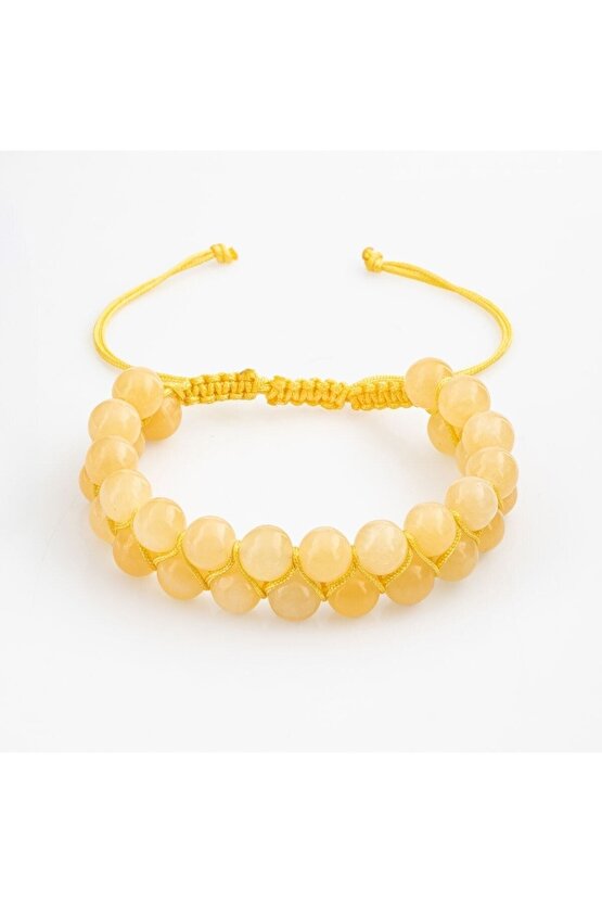 Kalsit 8 mm Çift Sıra Makrome Doğal Taş Bileklik