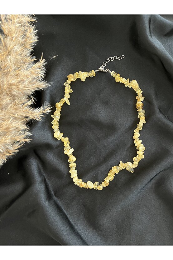 Sitrin Kırık Doğal Taşlı Kolye