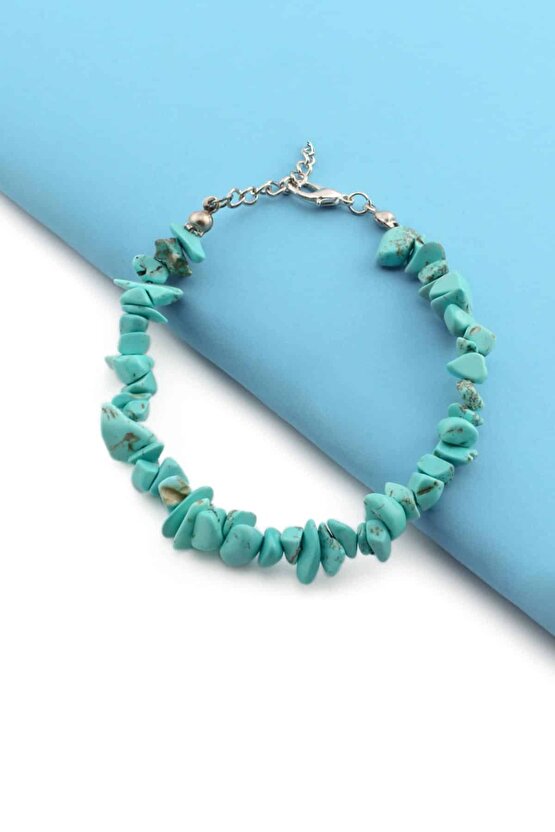 Firuze-turkuaz Kırık Doğaltaş Bileklik